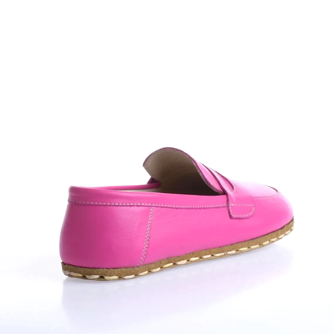 Women's Pink Leather Barefoot Penny Loafer - Grounding - Image 6