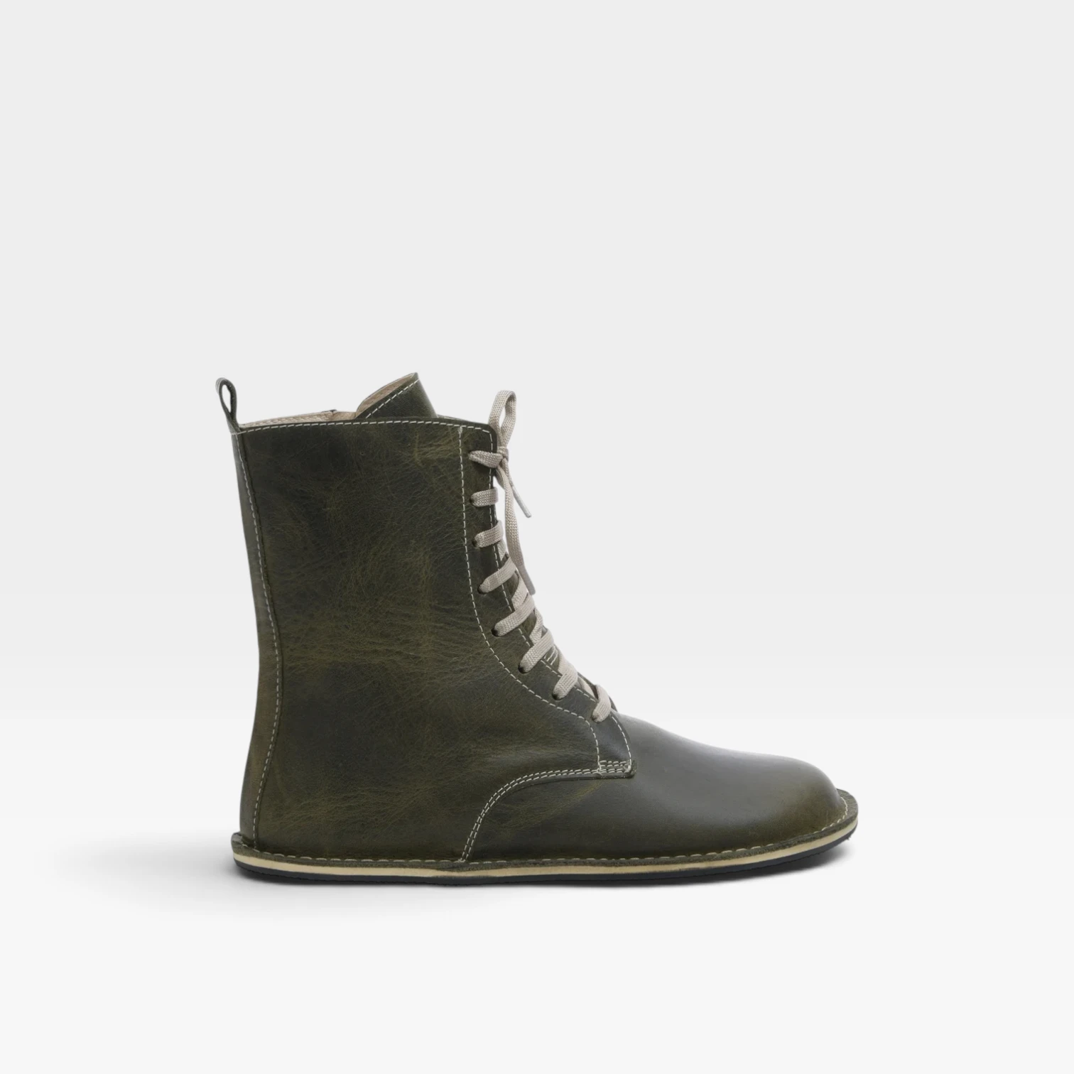 Women’s Olive Green Barefoot Lace-Up Boots – Genuine Leather, Handmade - Image 5