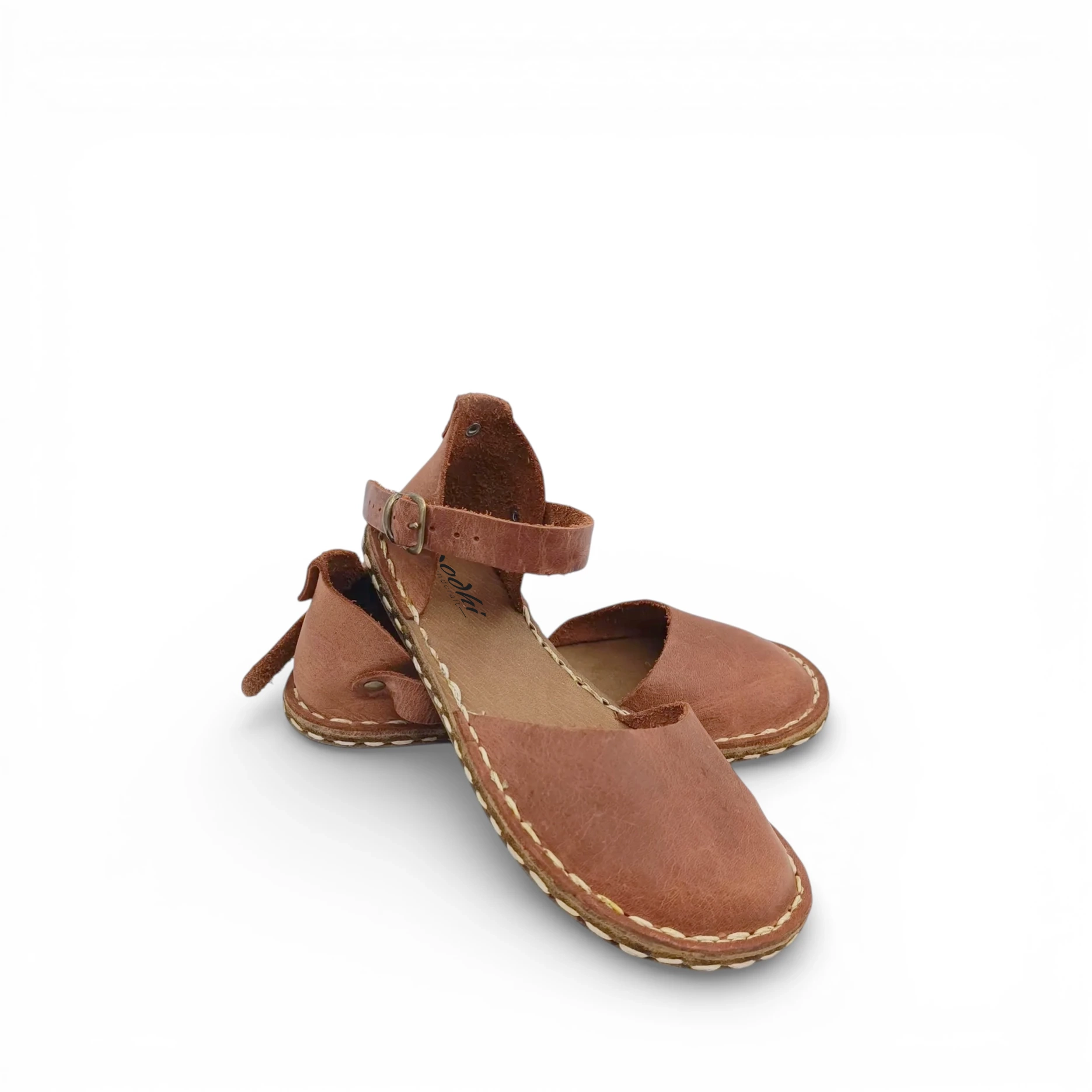 Brown Leather Barefoot Women's Sandals – Handmade - Image 4