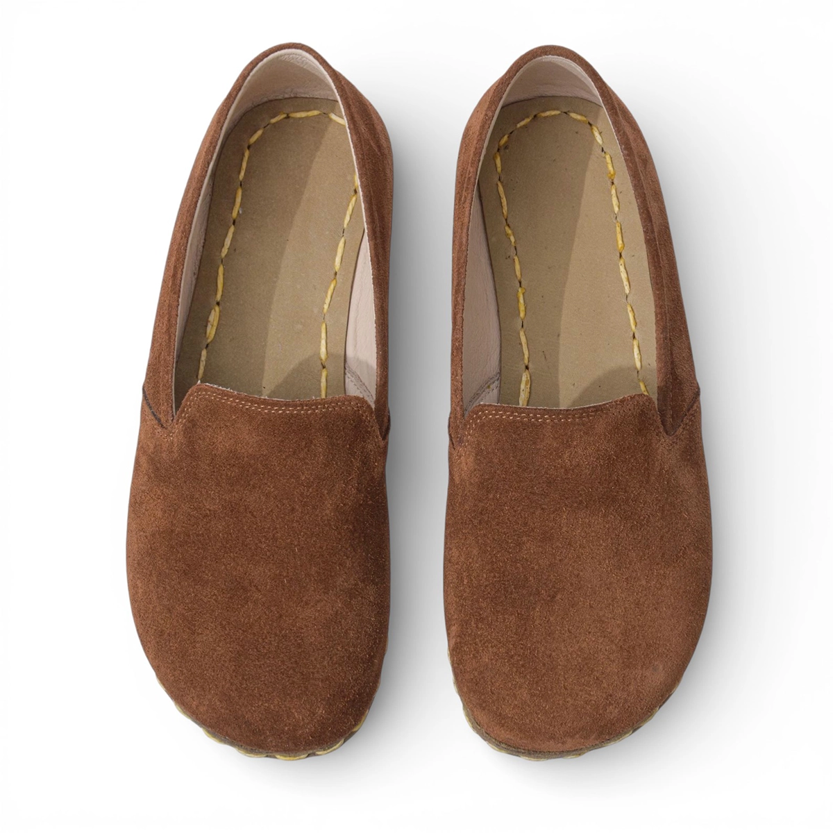 Brown Barefoot Loafer Women's Suede Leather – Grounding Sole - Image 2