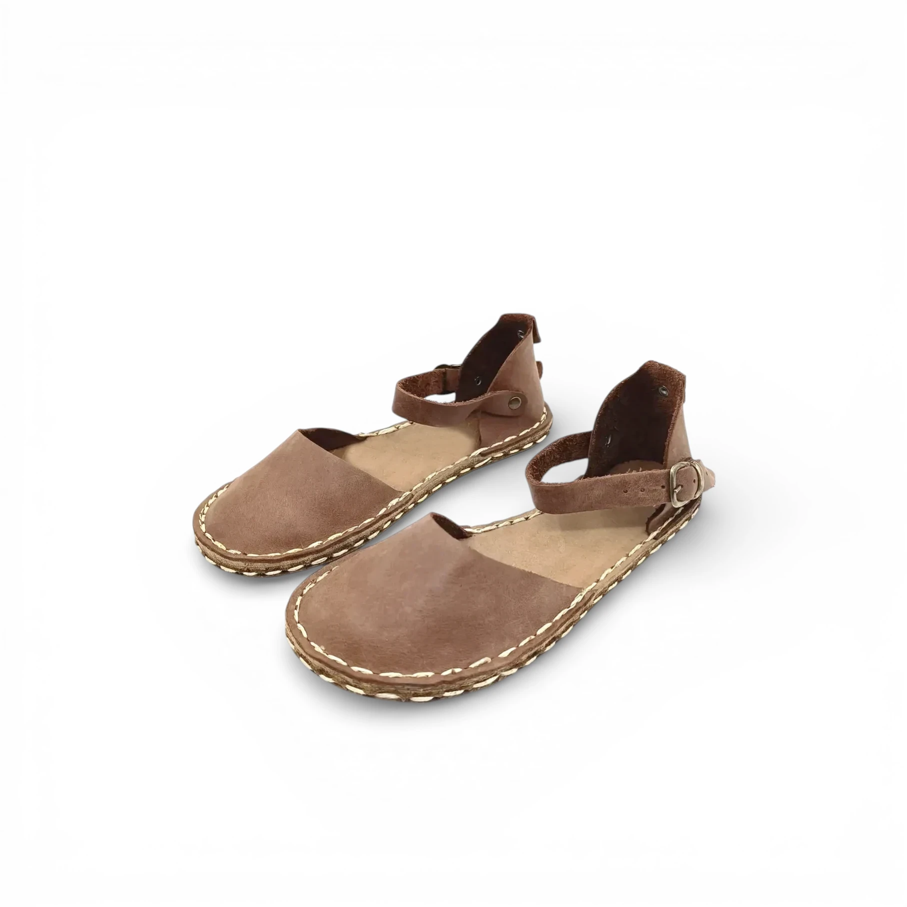 Kadın Vizon Rengi Hakiki Deri Barefoot Sandalet – Topraklamalı Taban - Görsel 3