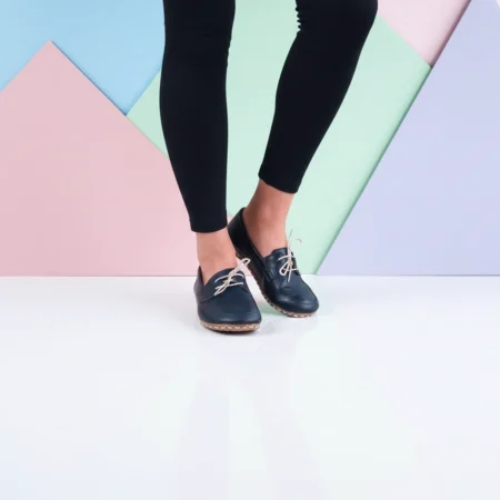 Kadın Bağcıklı Topraklamalı Barefoot Makosen - Siyah