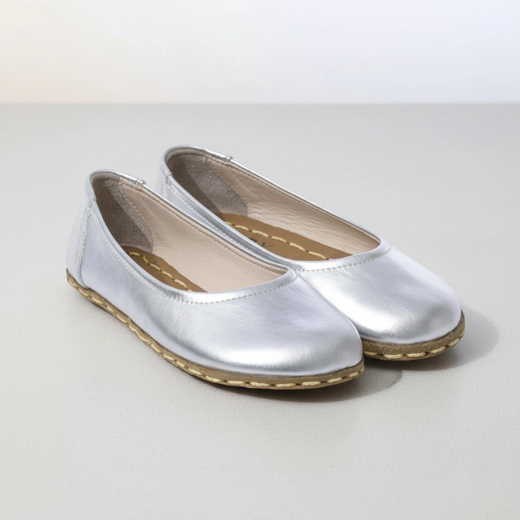 Barefoot Flats Silver Leather Women's – Grounding - Image 2
