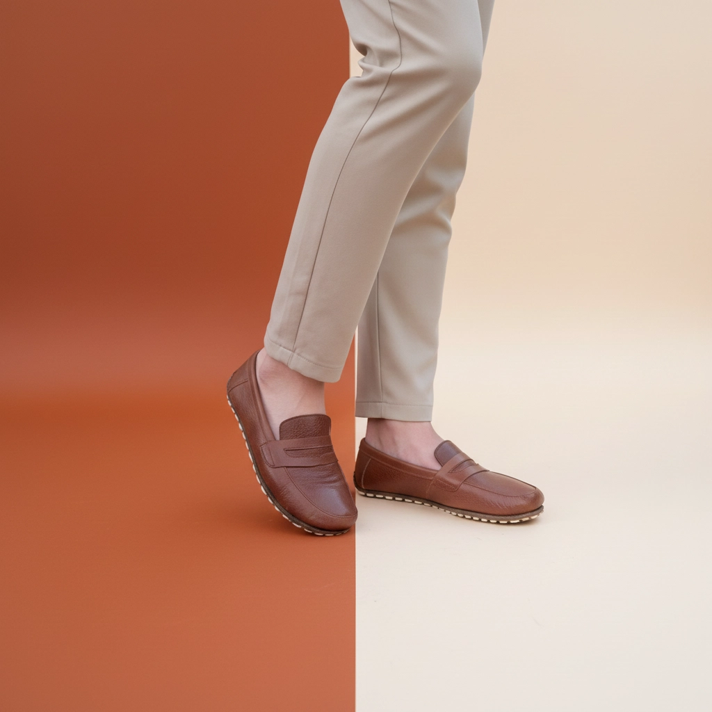 Women's Brown Barefoot Penny Loafer - Grounding Sole