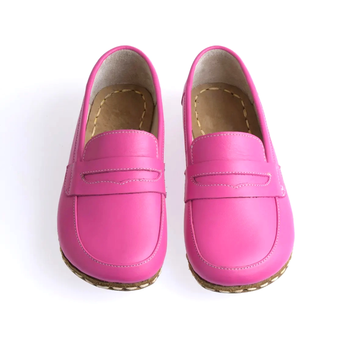 Women's Pink Leather Barefoot Penny Loafer - Grounding - Image 2