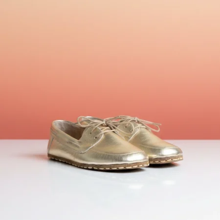 Kadın Bağcıklı Topraklamalı Barefoot Makosen - Altın Rengi