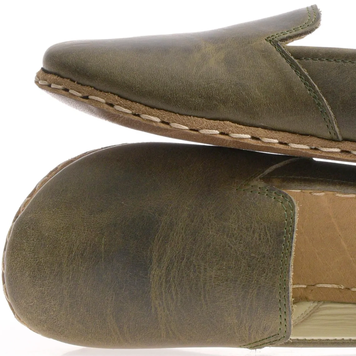 Women's Green Genuine Leather Barefoot Loafer – Handmade with Grounding Sole - Image 5