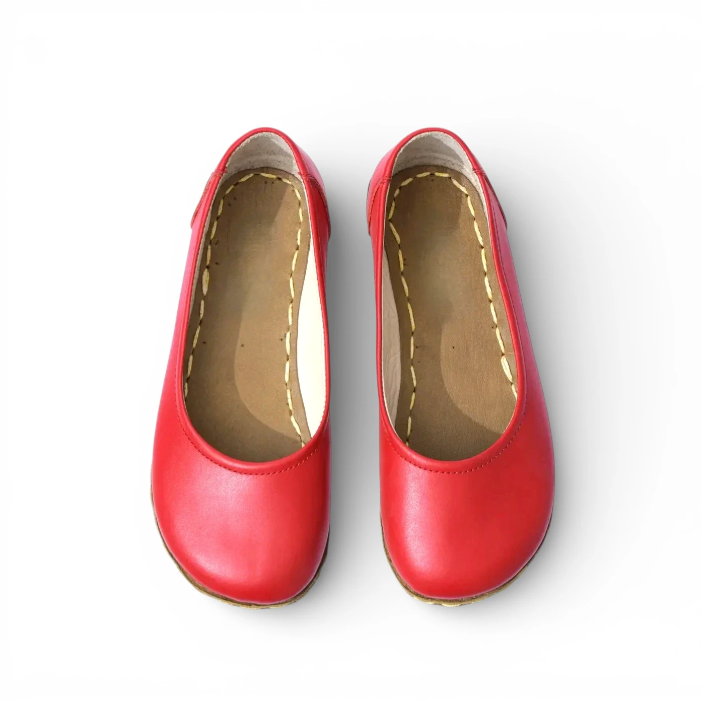 Red Leather Women's Barefoot Ballet Flats – Grounding Sole - Image 2