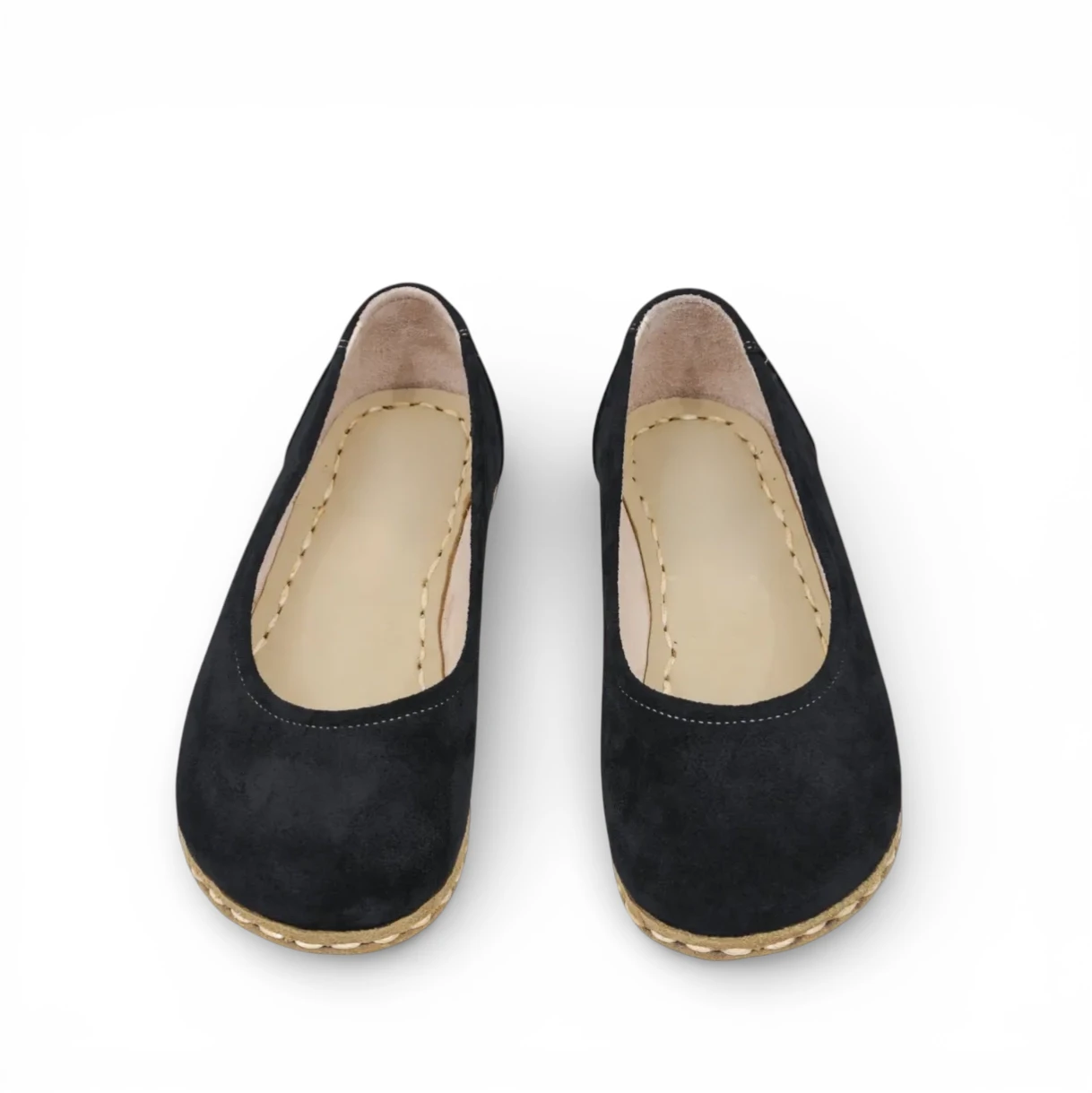Black Suede Leather Barefoot Ballet Flats – Handmade Grounding Sole - Image 3