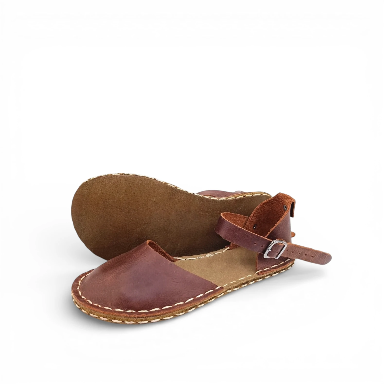 Women's Dark Brown Leather Barefoot Sandals – Minimalist Handmade - Image 2