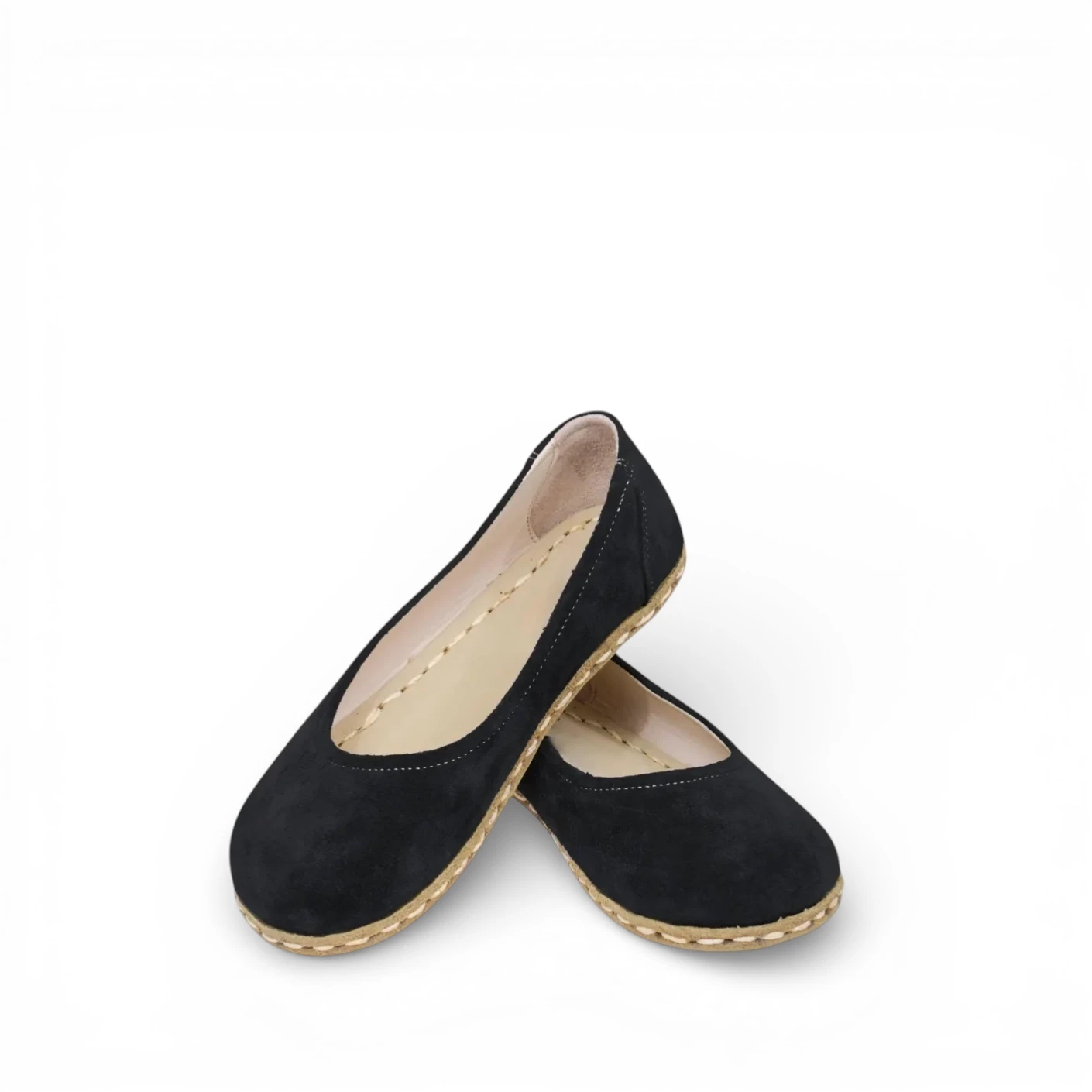 Black Suede Leather Barefoot Ballet Flats – Handmade Grounding Sole - Image 5