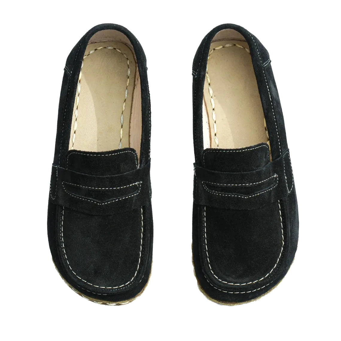 Women's Black Suede Leather Handmade Barefoot Penny Loafer – Grounding Sole - Image 2