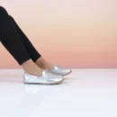 Women’s Lace-Up Grounding Barefoot Moccasins – Silver