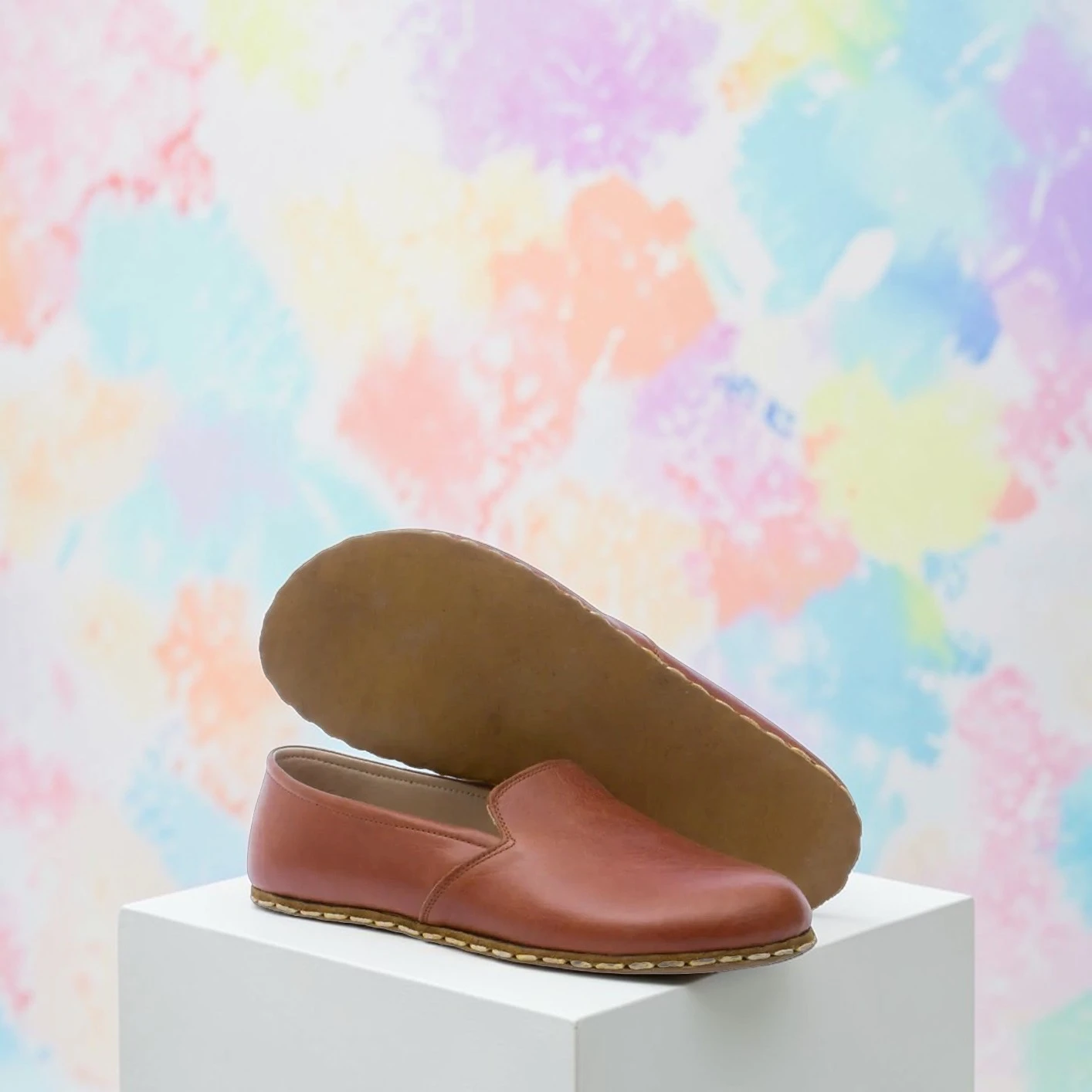 Women's Brown Leather Barefoot Loafer – Handmade, Grounding Sole