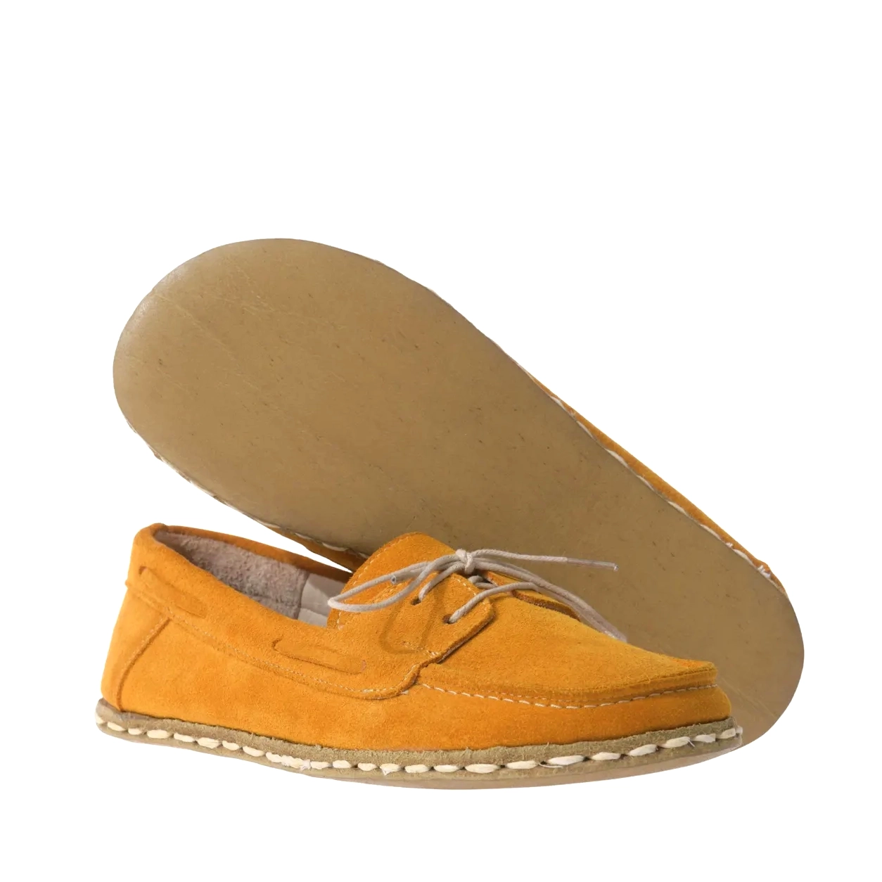 Women’s Handmade Barefoot Yellow Suede Leather Moccasins – Grounding Leather Sole - Image 3