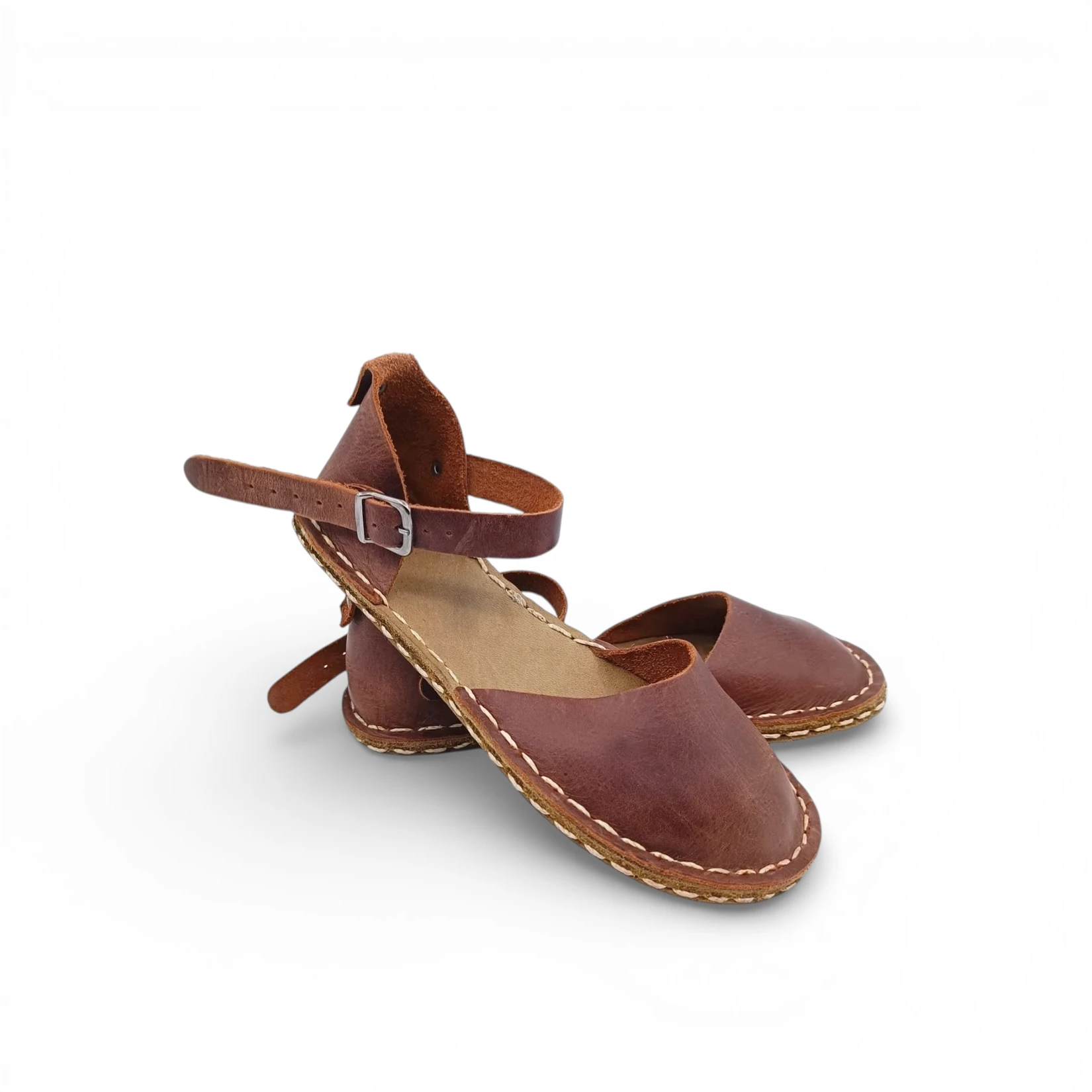 Women's Dark Brown Leather Barefoot Sandals – Minimalist Handmade - Image 4