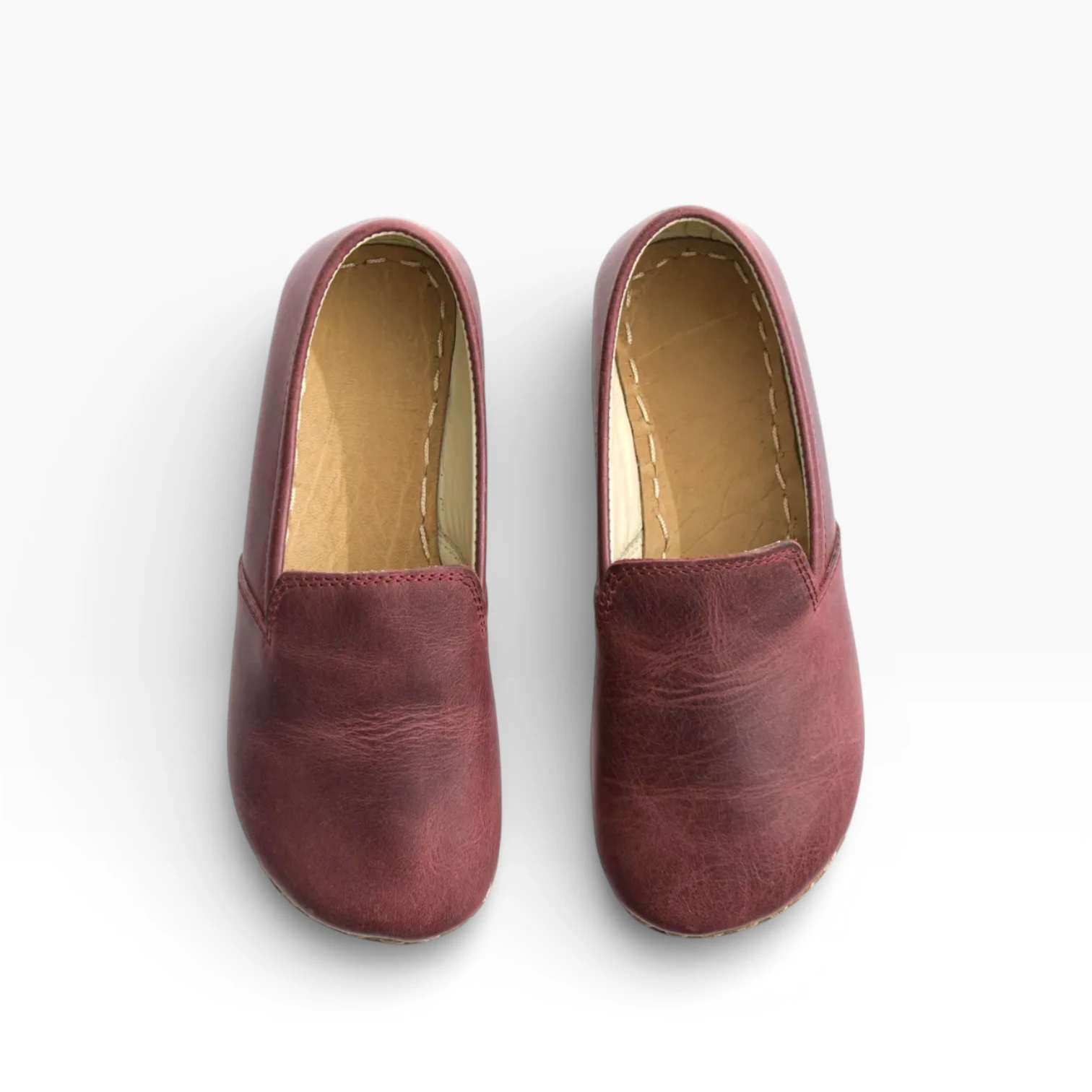 Women's Burgundy Genuine Leather Barefoot Loafer – Handcrafted, with Copper Rivet Grounding Feature - Image 3