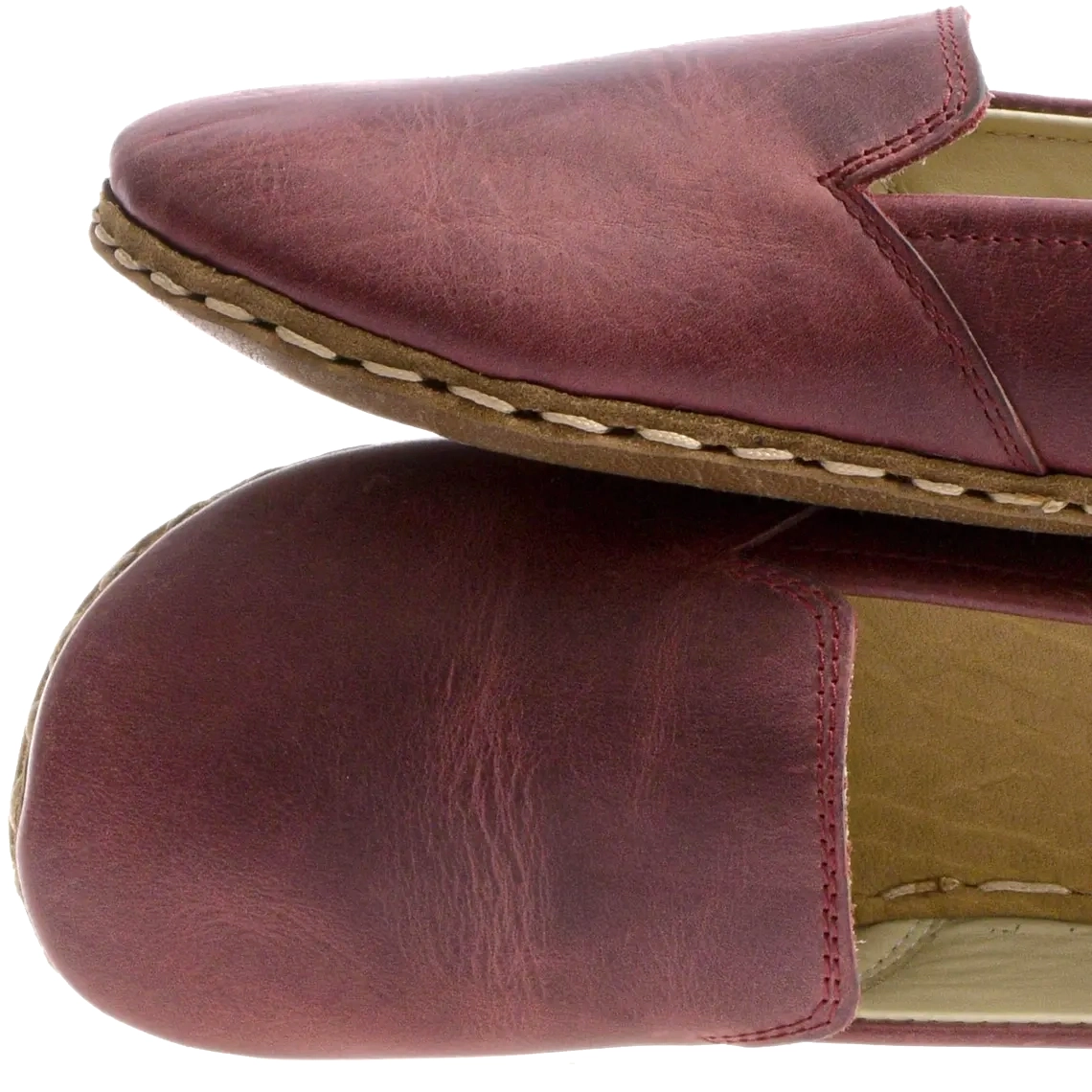 Women's Burgundy Genuine Leather Barefoot Loafer – Handcrafted, with Copper Rivet Grounding Feature - Image 5