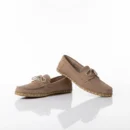 Women’s Handmade Barefoot Taupe Suede Moccasins – Grounding Sole