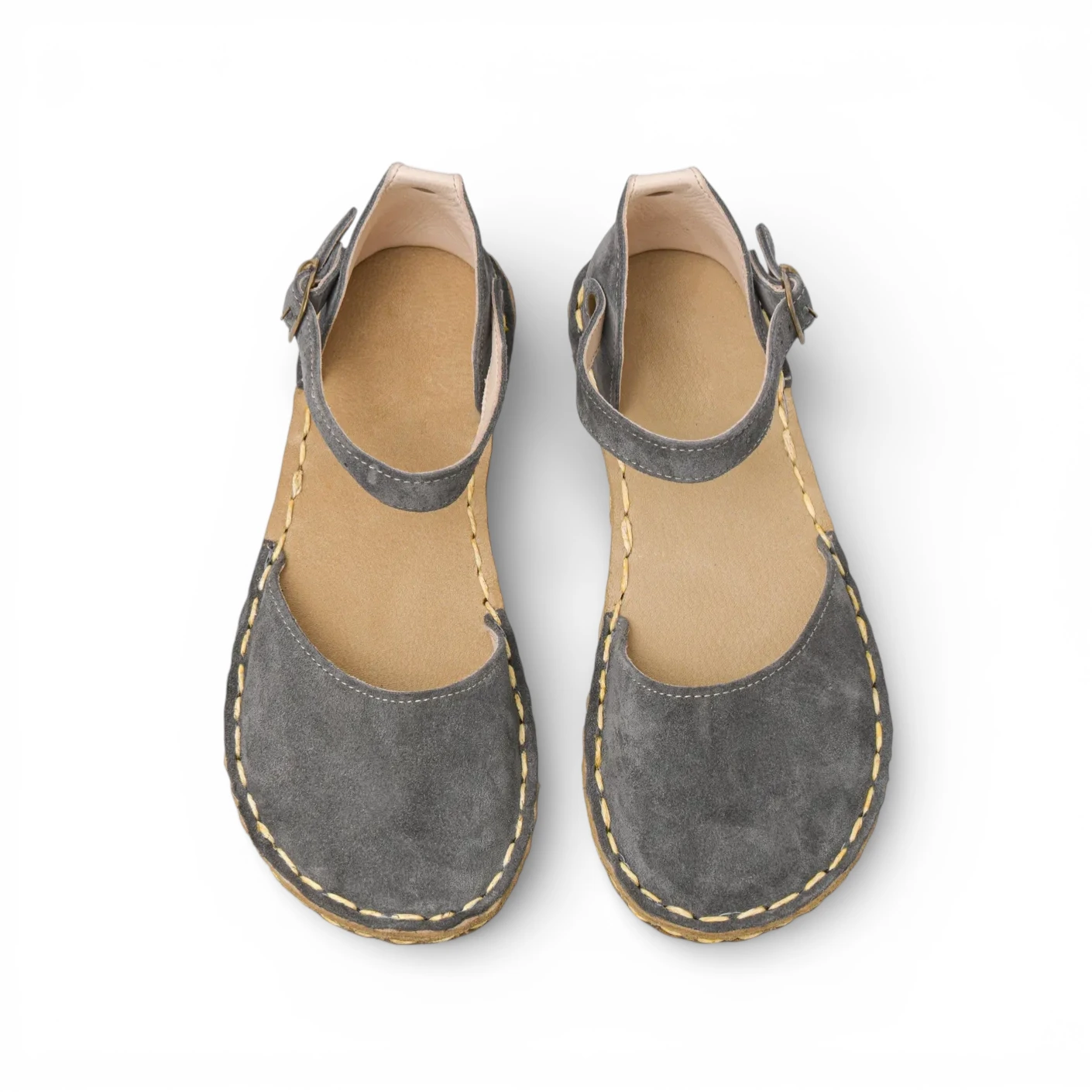 Women's Grey Barefoot Sandals – Genuine Suede Leather | Copper-Pinned Grounding Sole - Image 2