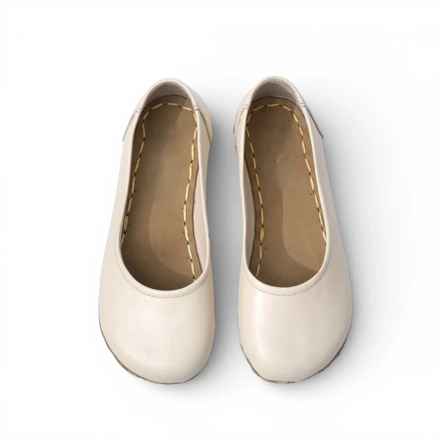 Beige Leather Barefoot Women's Ballet Flat – Grounding Sole - Image 2