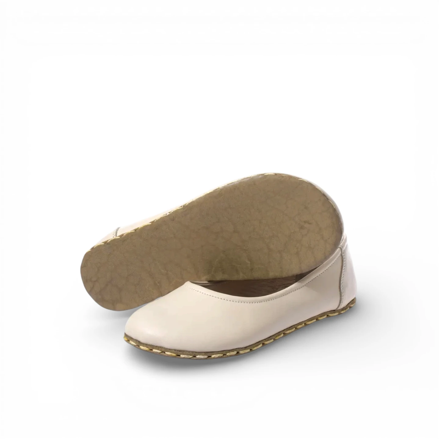Beige Leather Barefoot Women's Ballet Flat – Grounding Sole - Image 5