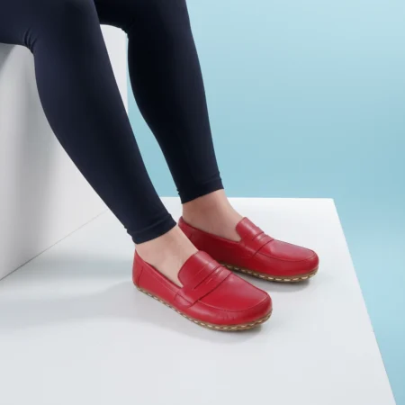 Kadın Kırmızı Barefoot Penny Loafer - Topraklamalı Taban