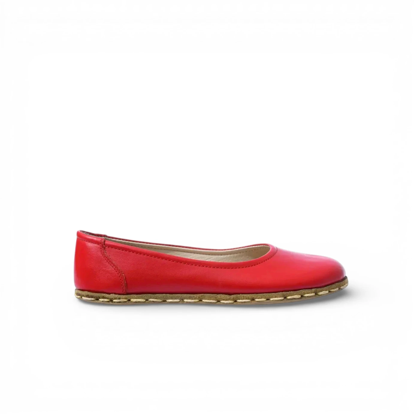 Red Leather Women's Barefoot Ballet Flats – Grounding Sole - Image 5