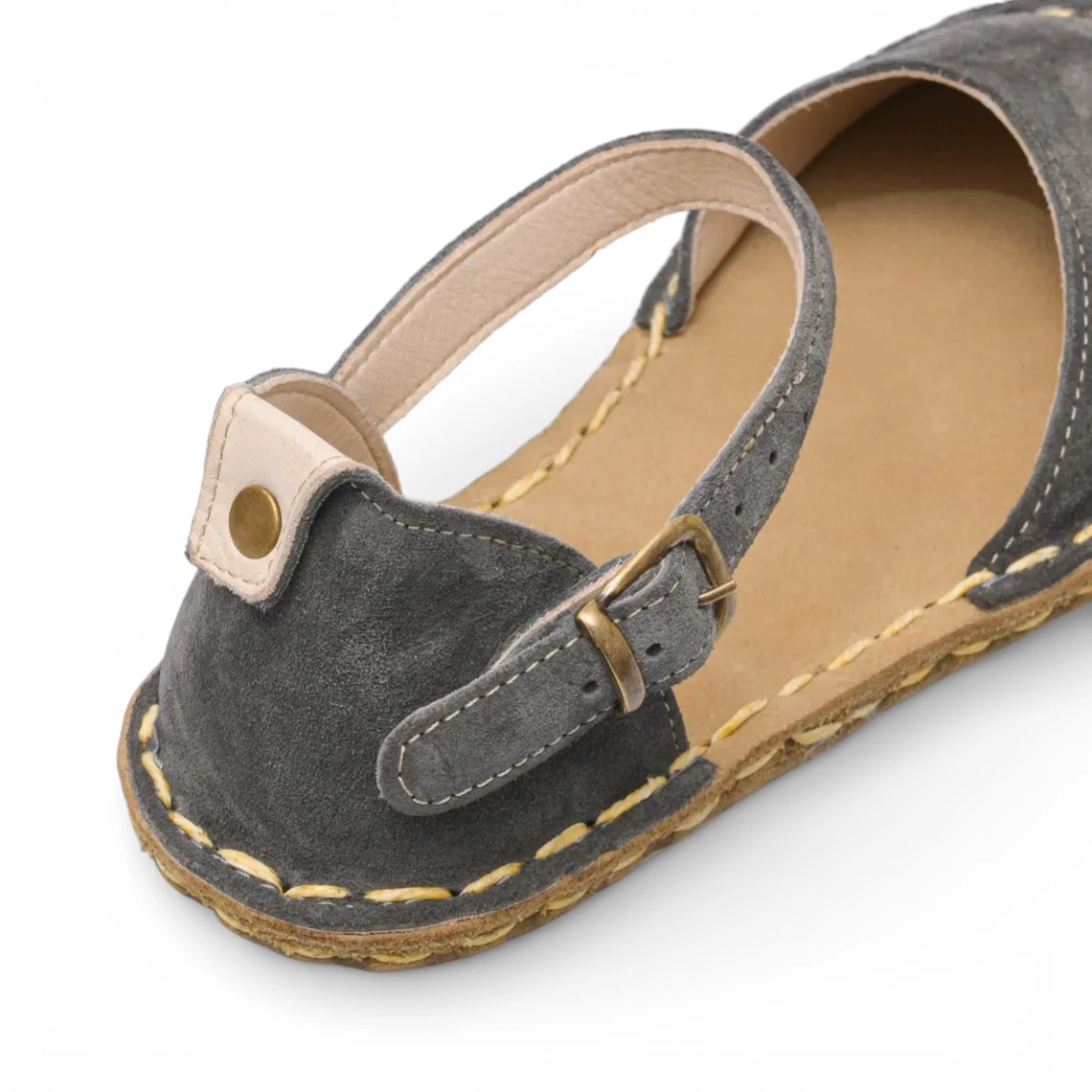 Women's Grey Barefoot Sandals – Genuine Suede Leather | Copper-Pinned Grounding Sole - Image 7