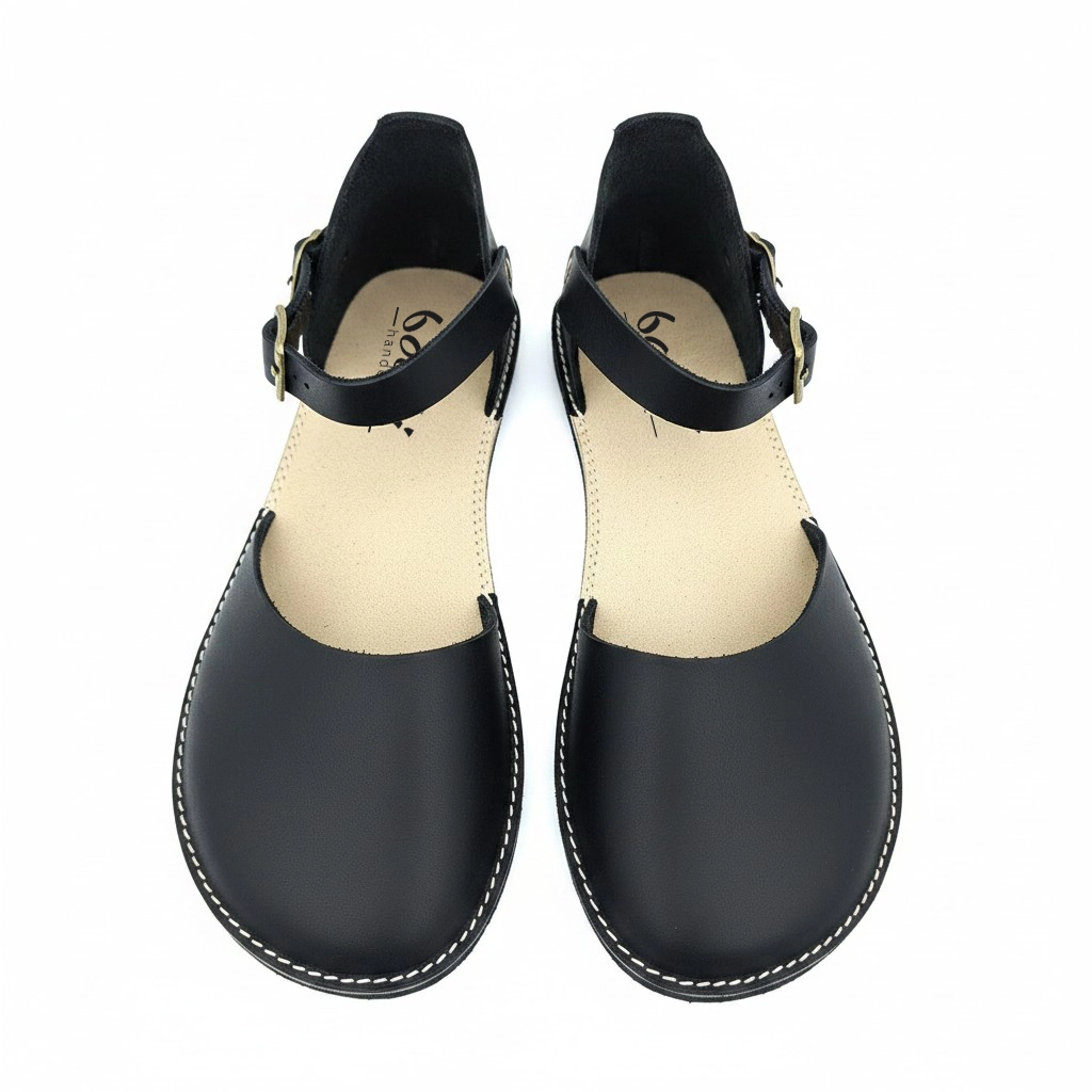 Black Minimalist Barefoot Women's Sandals | Rubber Sole - Image 2