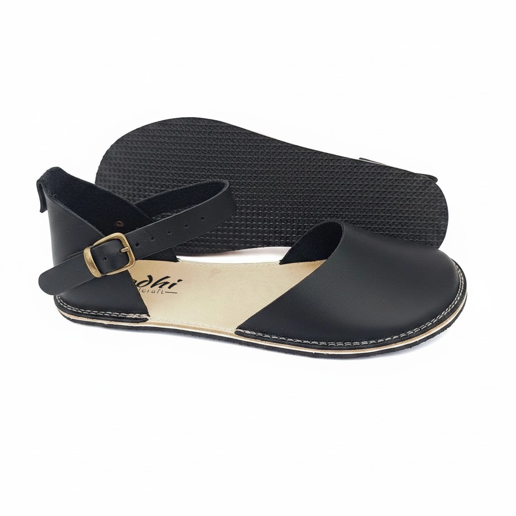 Black Minimalist Barefoot Women's Sandals | Rubber Sole - Image 4
