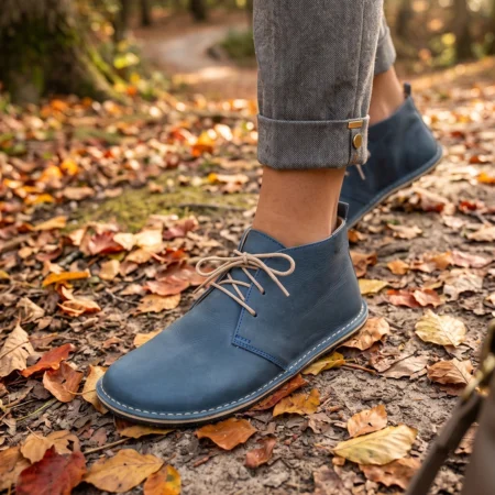 Kadın Mavi Barefoot Kısa Bot – Hakiki Deri El Yapımı