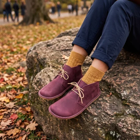 Kadın Bordo Barefoot Kısa Bot – Hakiki Deri El Yapımı