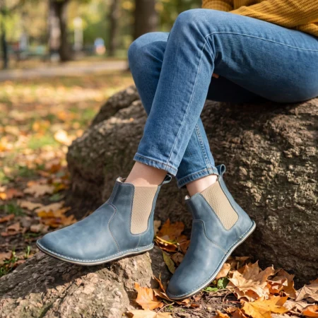 Kadın Mavi Barefoot Chelsea Bot – Hakiki Deri El Yapımı