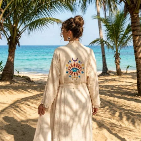 Göksel Göz İşlemeli Kimono – Göksel Boho Kadın Kimono