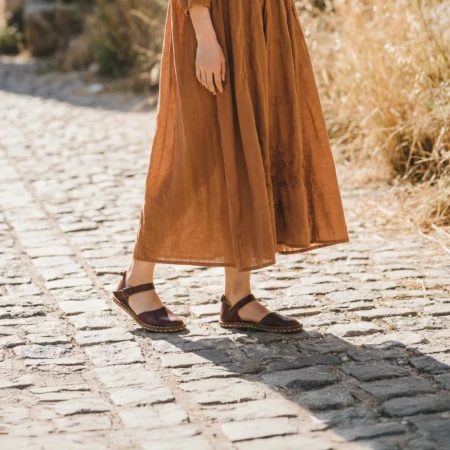 Women's Dark Brown Leather Barefoot Sandals – Minimalist Handmade | Grounding Sole