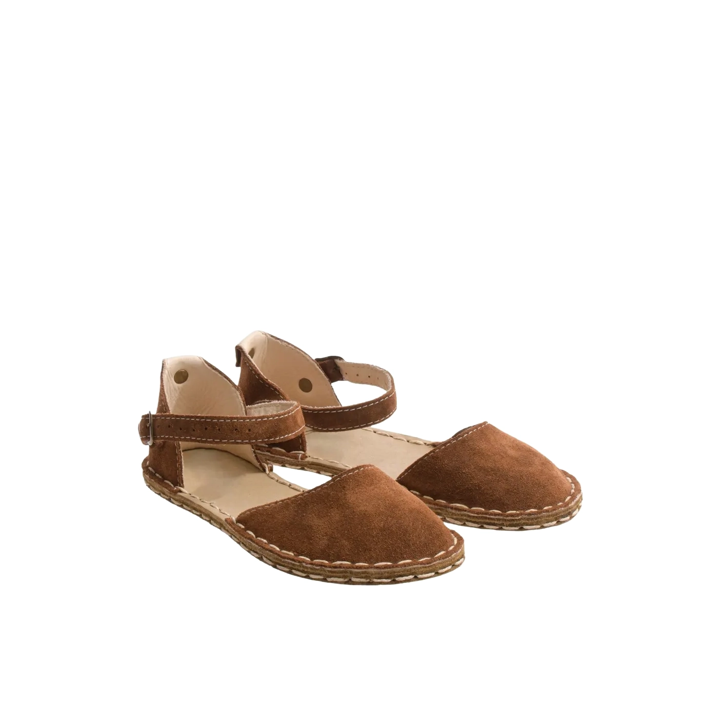 Barefoot Women's Sandals Brown Genuine Suede Leather – Grounding Minimalist Sandals - Image 3