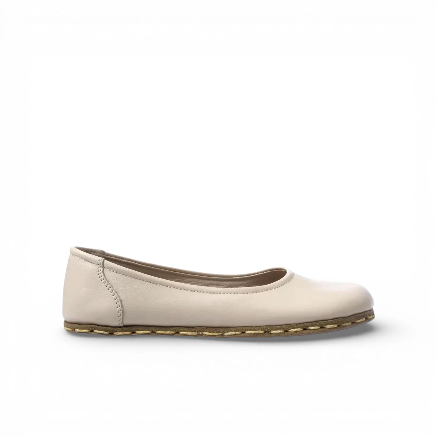 Beige Leather Barefoot Women's Ballet Flat – Grounding Sole - Image 6