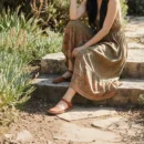 Kahverengi Deri Barefoot Kadın Sandaleti – El İmalatı