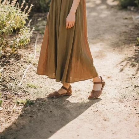 Kadın Vizon Rengi Hakiki Deri Barefoot Sandalet – Topraklamalı Taban