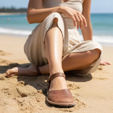 Taupe Minimalist Barefoot Women's Sandals | Rubber Sole