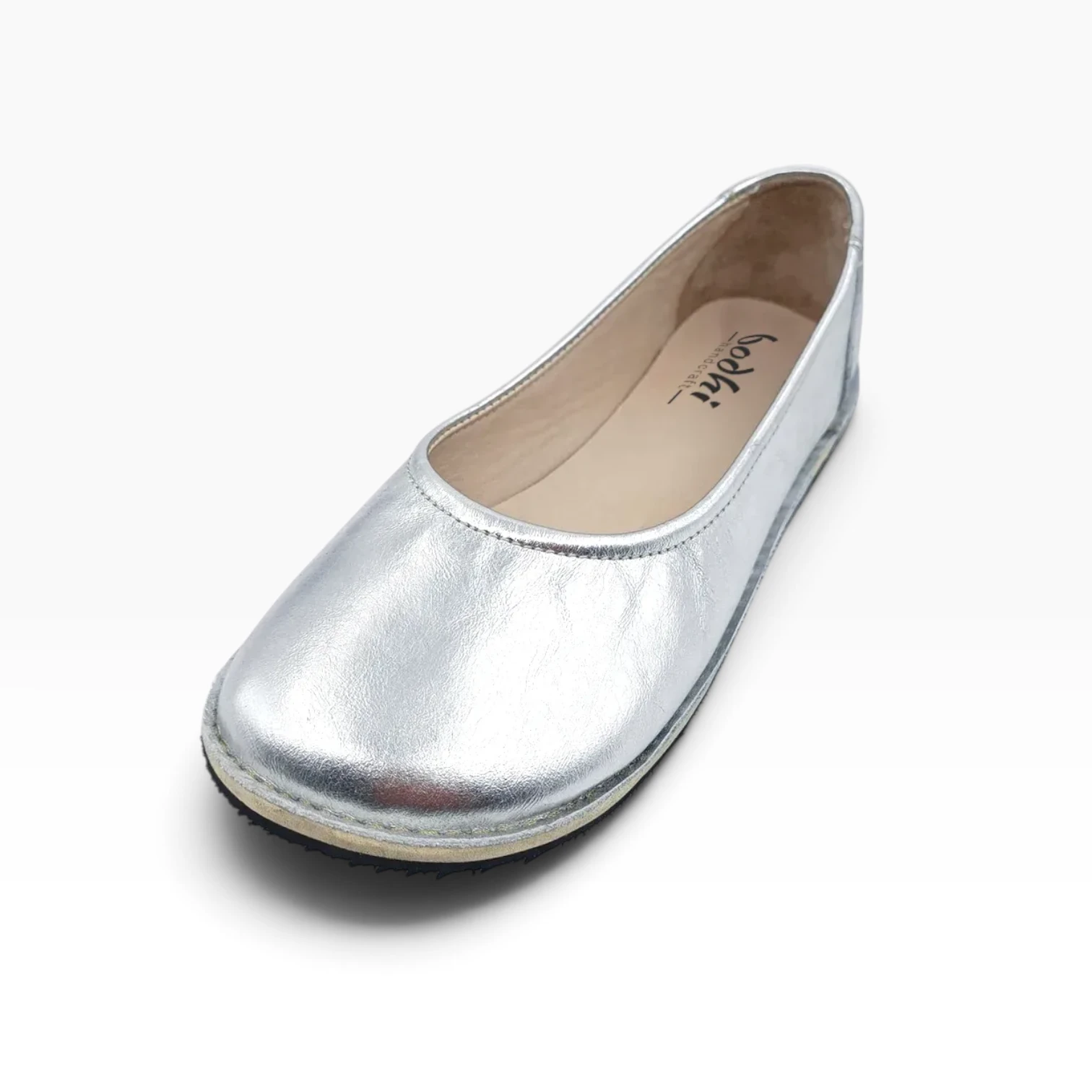 Silver Leather Women’s Barefoot Ballet Flat Shoes Rubber Sole - Image 8