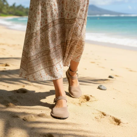 The soft taupe shade brings a warm, natural aesthetic that pairs beautifully with minimalist, bohemian, and casual summer outfits.