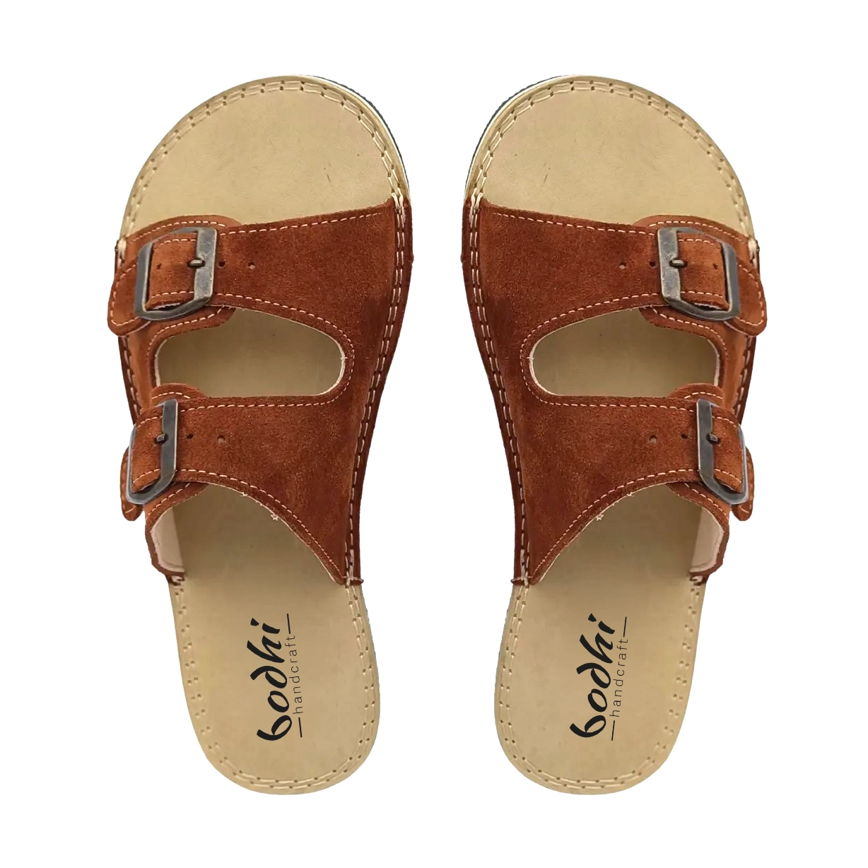 Kahverengi Süet Deri Kadın Barefoot Minimalist Terlik | El İmalatı - Görsel 2