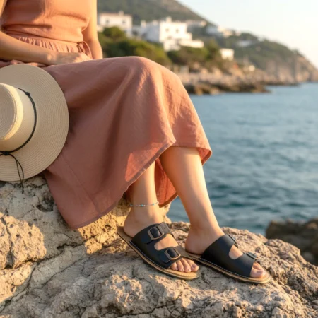Casual slide sandals. handmade barefoot minimalist slides.