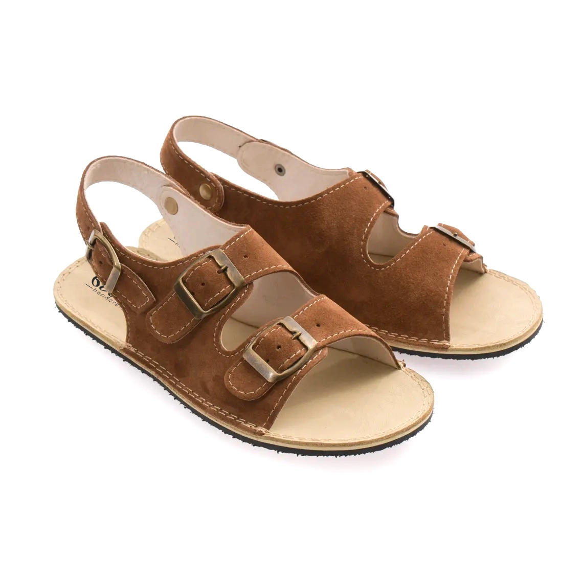 Women's Brown Suede Leather Barefoot Double Strap Sandals | Handmade - Image 5