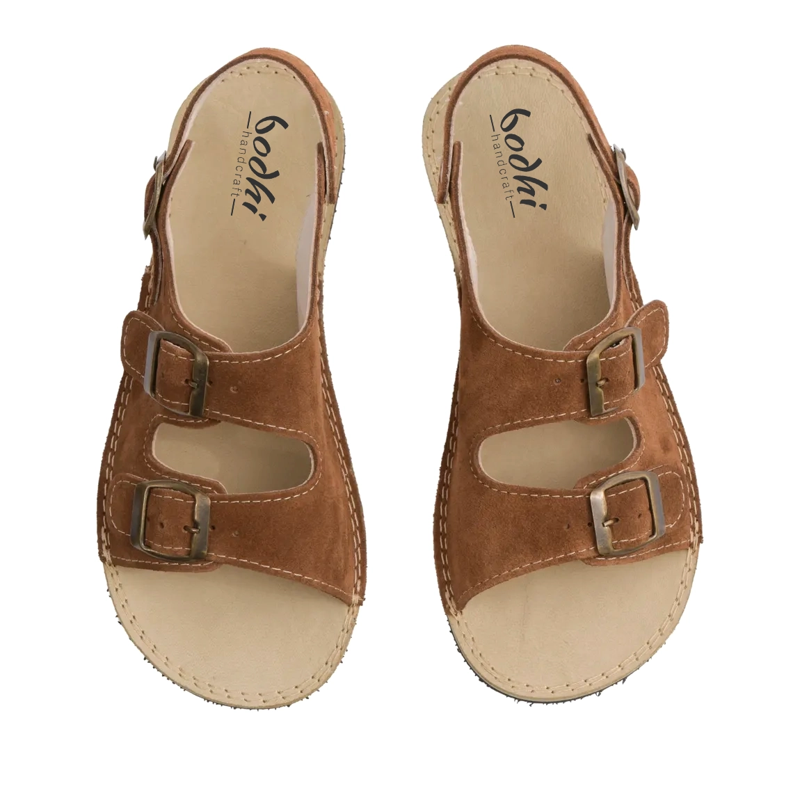 Women's Brown Suede Leather Barefoot Double Strap Sandals | Handmade - Image 3
