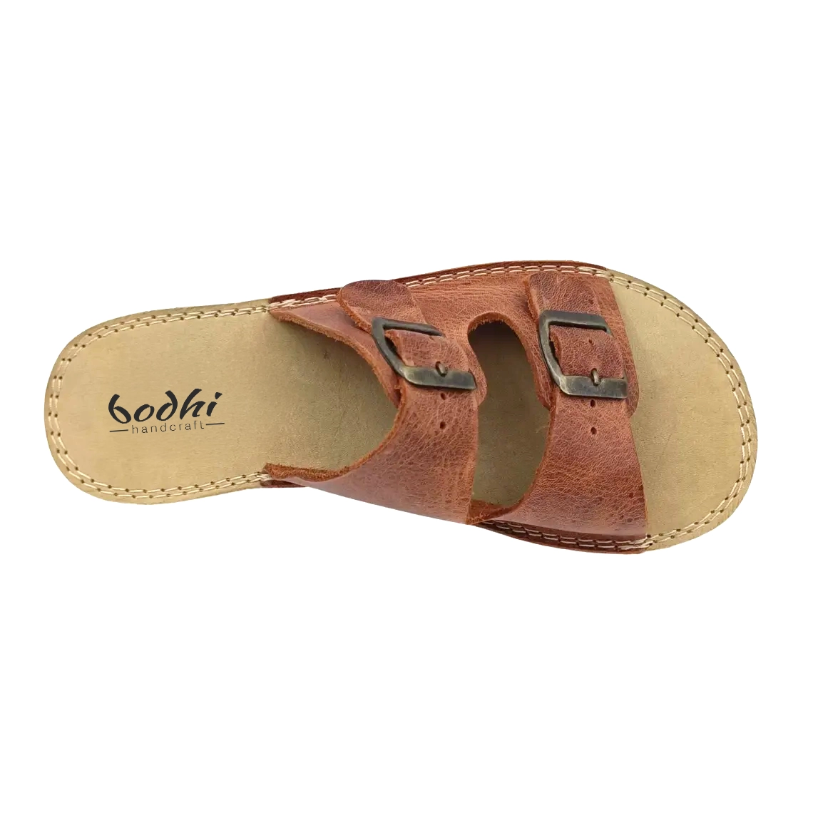 Women’s Brown Double Strap Barefoot Leather Slides | Handmade Genuine Leather - Image 5