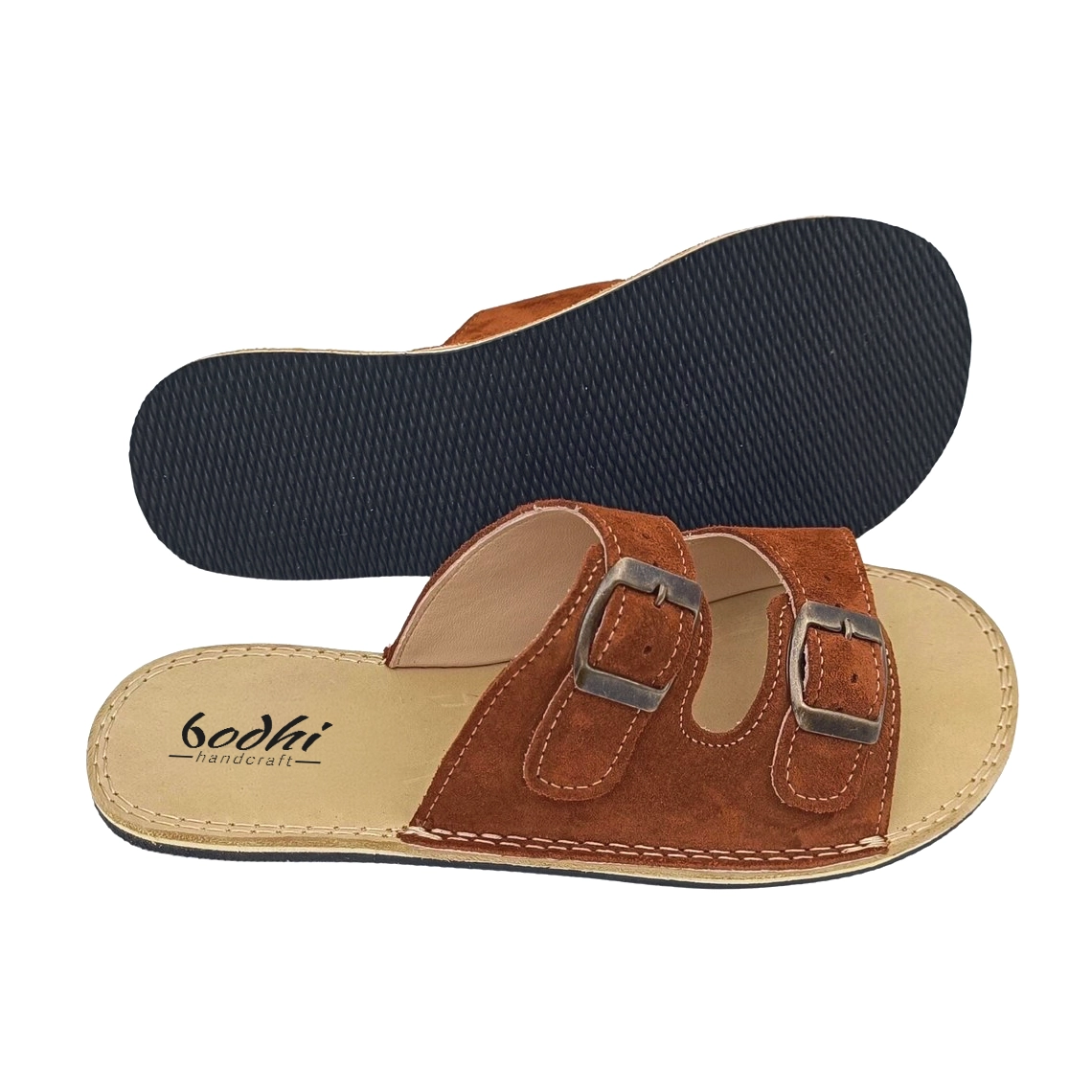 Kahverengi Süet Deri Kadın Barefoot Minimalist Terlik | El İmalatı - Görsel 4