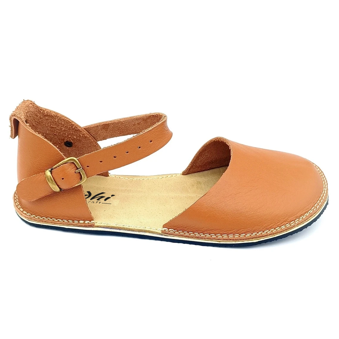 Taba Deri Minimalist Barefoot Kadın Sandaleti | Kauçuk Taban - Görsel 8
